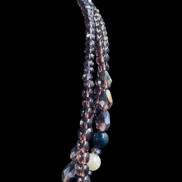 Multi Strand Gemstone Pearl Beaded Necklace Boho Layered Statement Jewelry - Picture 5 of 7